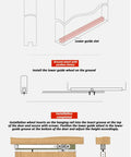 Installation diagram for Heavy Duty Aluminum Pocket Door Hardware Kit With Quiet Rollers, Ceiling Mount Sliding Barn Door Track.
