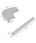 Measurements for Baby Proof Corner Guards And Edge Protectors Set 8 Pack Soft Silicone Cushions For Sharp Edges Kid Safe, in gray.