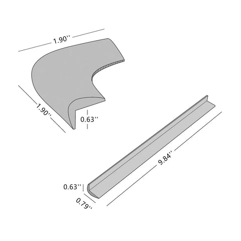 Measurements for Baby Proof Corner Guards And Edge Protectors Set 8 Pack Soft Silicone Cushions For Sharp Edges Kid Safe, in gray.