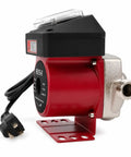 Upgraded Hot Water Recirculating Pump Kit Fits 595916 And 0955805 Models side view showing red housing, power cord, and bypass valve.