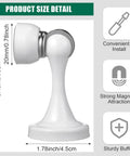 8 Pack Stainless Steel Magnetic Door Stoppers With Screws Magnetic Catch Holder For Wall Or Floor Mount White Door Stops Durable Wall Protector Easy Install Strong Magnetic Hold Great For Home And Office side view