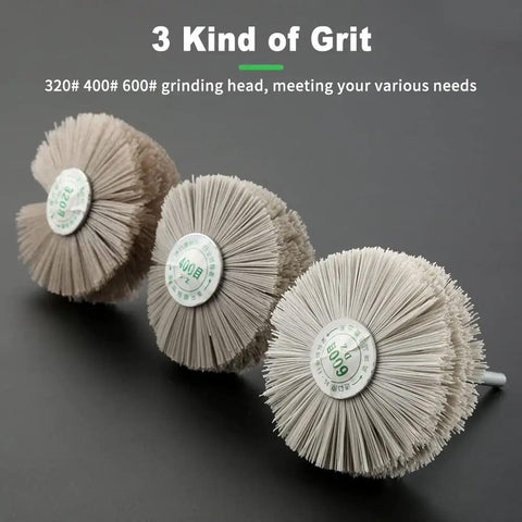 3 Pack Nylon Abrasive Wheel Brush Filament Set With 320 400 600 Grit For Rust Removal, Corrosion Cleanup, Woodworking Polish, Paint Prep