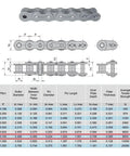 Technical diagram of Heavy Duty ANSI 60 Roller Chain 10 Feet With 2 Connecting Links 0.750 Inch Pitch Heat Treated Pins Side Plates And Rollers 8500 Lbs Tensile Strength Ideal For Heavy Machinery And Conveyors