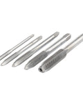 T Handle Tap Holder Wrench Set With Self Centering Hardened Jaws And Knurled Sleeve Includes 5 Metric Machine Screw Taps M3 M4 M5 M6 M8 T Type Thread Tapping Tool For Tight Spaces And Pro Grade Precision, M3-M8 machine screw taps on white background