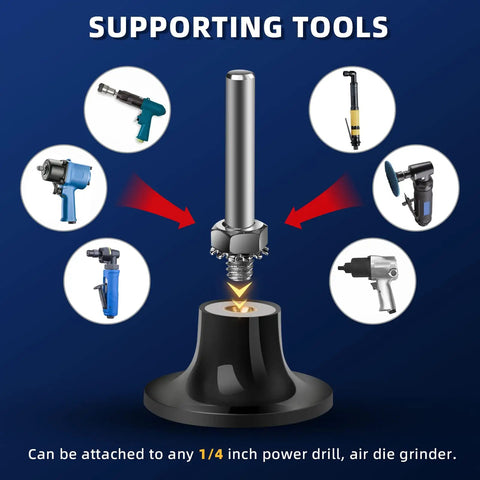 Image showing compatible tools with the 108Pcs Sanding Discs Set Two Inch Quick Change Discs With One Quarter Inch Holder For Die Grinder.
