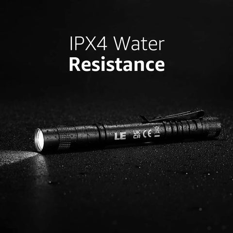 IPX4 waterproof LED pen flashlight with clip, part of 2 pack ultra bright LED pen flashlights mini pocket lights for inspection and emergency use