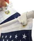 Close-up of Saltwater Ready American Flag With Pole For Boat Rod Holder Tough PVC Flag Flyer showing secure attachment