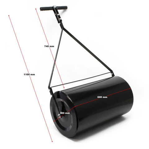 Push And Tow Lawn Roller With Drum Plug Design 16 Gallon Steel Tank Weather Resistant Easy Turn Plug For Quick Fill And Dump Ideal For Packing Soil Seed Or Sod In Any Yard Or Farm, side view