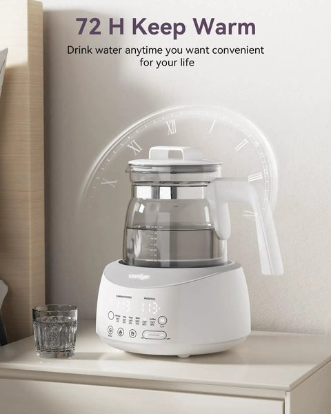 Bottle Warmer With Night Light And Fast Cooling Fan Instant Water Warmer For Bottles Electric Tea Kettle Style on table.
