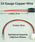 14 gauge copper wire 4 Pin 2 Wire Battery Wiring Harness For Dirt Quad Dune Buggy And Ground Force Models, 6 and 12 inch lengths