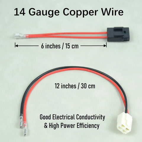 14 gauge copper wire 4 Pin 2 Wire Battery Wiring Harness For Dirt Quad Dune Buggy And Ground Force Models, 6 and 12 inch lengths