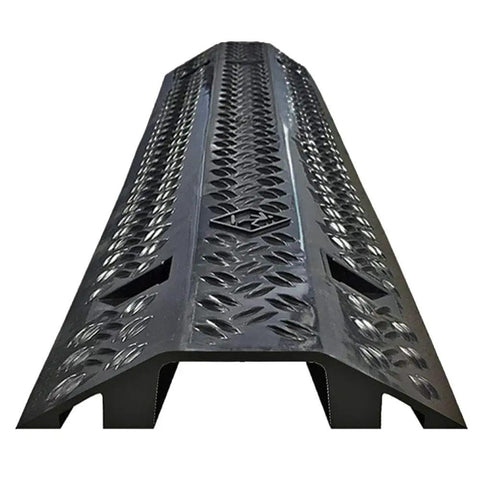 Slim PVC Drop Over Cable Ramp Protector Single Channel Black Low Profile with textured surface front view