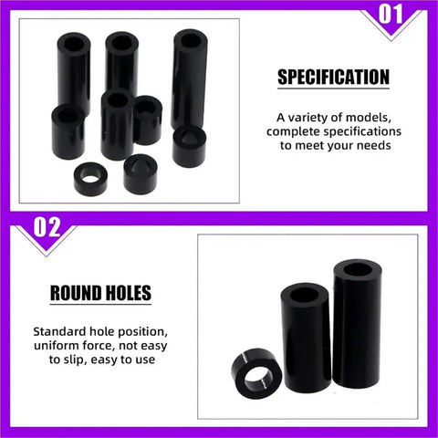 540Pcs Nylon Spacer Kit In 18 Sizes Black And White Round Spacers Standoff Nuts For M3 M4 M5 M6 Screws Prototyping And DIY Jewelry Making Perfect For Neat Gaps Layered Bead Layout And Quick Pro Builds, black nylon round spacers
