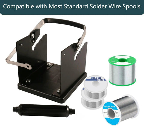 Solder Wire Spool Holder and Distributor for Electronics DIY Friendly Stand With Heat Resistant Plastic Base Easy To Use Adjustable Distribution Arm Compatible With Most Standard Solder Wires Great For Light Welding Projects