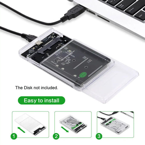 Dual MSATA SSD To USB 3.0 Type C Adapter With JBOD Raid 0 Mode And 2.5 Inch SATA Combo Enclosure viewed from above, showcasing installation steps.