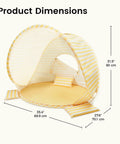 Pop Up Baby Beach Tent With 2026 Upgraded UV Protection Lightweight Portable Sun Shelter For Babies dimensions displayed