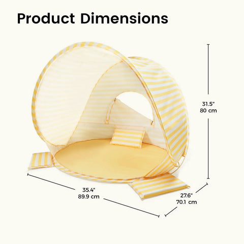 Pop Up Baby Beach Tent With 2026 Upgraded UV Protection Lightweight Portable Sun Shelter For Babies dimensions displayed