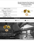 Pro Grade Hydraulic Brake Hose Fittings Feature Copper Olive Head Connectors For Tech3 V4 E4 X2 Supermoto Bike Ensure Tight Seals And Reliable Flow Built From Aluminum Alloy For Long Life And Leak Proof Works Rad On Streets Or Tracks For Performance. 7mm copper brake hose fittings for HOPE press-in