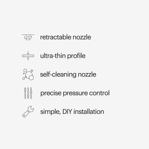 Infographic detailing features of FreshSpa Thinline Precision Bidet Attachment For Toilet Seats With Adjustable Water Pressure Side Arm