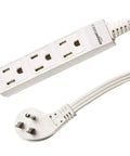 Flat Plug Space Saving 6 Foot Indoor 3 Prong Power Strip Extension Cord Grounded 13 Amps 1625 Watts 125 Volt White 2 Pack Ideal For Home Office TV Desk Dorm Rooms