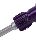 Close-up of LiebeWH Integrated Pipe Threading Tool With Dual Function Design for precise thread cutting on 1/2 and 3/4 inch pipes.
