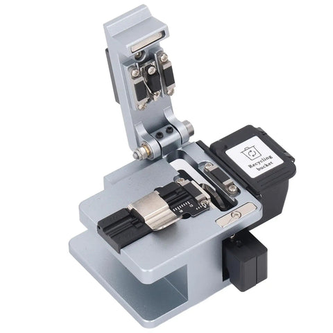 Jiawu Portable Optical Fiber Cleaver Machine Precision Tungsten Steel Blade Cutter For Cable Assembly shown at an angle.
