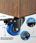 Heavy Duty Two Inch Swivel Caster Wheels Set Of Four With Brakes Dual Locking For Carts Furniture And Trolleys Premium Steel Housing 600 Lb Capacity With brake and dual locking mechanism