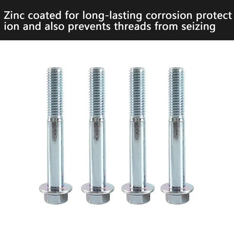 Top Shelf Heavy Duty 12 Piece Engine Stand Bolt Kit Featuring Metric Flange Bolts With Rust Proof Zinc Finish For Ls1 Ls2 Ls3 Ls6 53l 60l 62l V8 Motors, close-up of zinc coated flange bolts.