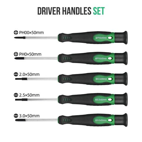 Close-up of precision screwdriver set from 232 Piece Home Repair Tool Kit With Socket Wrench Set And Toolbox Storage Case.