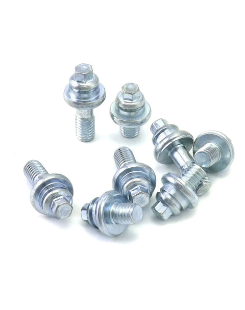 Heavy Duty Side Post Battery Terminal Bolts 3/8 Inch Thread 4 Pairs Short And Long Solid Galvanized Steel Auto Connector Extender on white background.