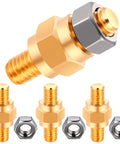 8 Piece Side Post Battery Terminal Adapters 3/8 16 Threaded 1.5 Inch Solid Brass Extender Screws with hex nuts for heavy duty use.