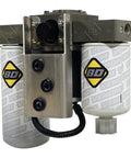 Upgraded Fuel Lift Pump Kit With Inline Filter And Water Separator For Gm 6 6 Liter Duramax Engines showing metal construction and two filters.