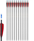 Beefed Up 30 Inch Carbon Hunting Arrows With Real Turkey Feather Fletching And Removable Tips, 100 Grain Arrowheads, 500 Spine, 12 Pack