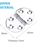 Rock Solid 180 Degree Copper Chrome Plated Folding Butt Hinges 45 By 30 By 1.5 Millimeter With Screws For Sewing Machine Tabletop Folding Tables Cabinets Small Panel Hardware 2 Pack, copper material