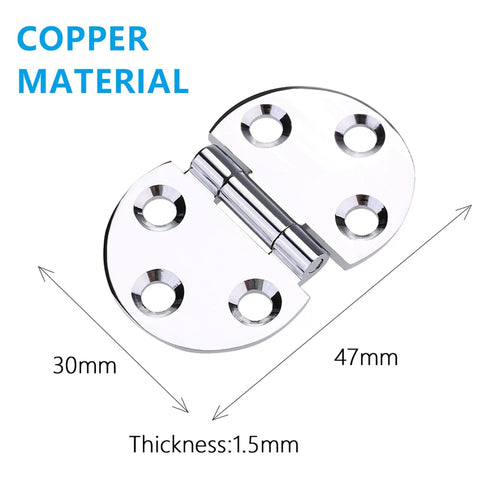 Rock Solid 180 Degree Copper Chrome Plated Folding Butt Hinges 45 By 30 By 1.5 Millimeter With Screws For Sewing Machine Tabletop Folding Tables Cabinets Small Panel Hardware 2 Pack, copper material