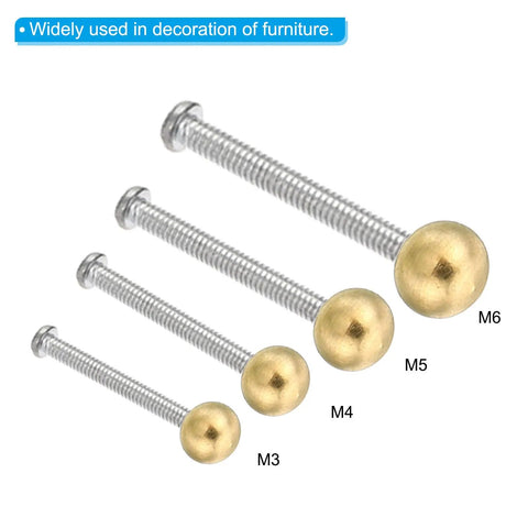 Sweet Brass Ball Lamp Finials Set Of Thread Cap Nuts And Screw Caps For Furniture And Lighting DIY Projects Includes M3x6 M3x10 M4x10 M4x7.5 M5x10 M6x12 30 Pieces showing various finial sizes