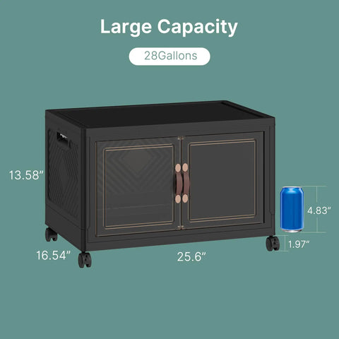 Heavy Duty Lockable Plastic Storage Bins 8 Pack Collapsible Stackable Organizers large 28 gallon storage bin with wheels and dimensions.