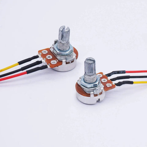 Three Pack 10K Ohm Linear Taper Rotary Potentiometers with top adjustment and XH2.54 connector 3 pin knurled 6mm shaft