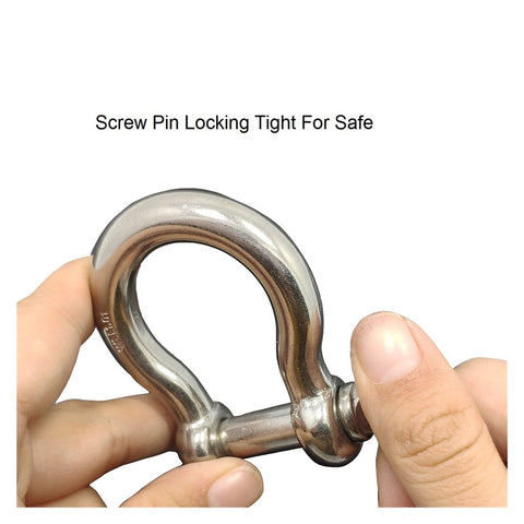 Heavy Duty D-Shackle Set Of 5 304 Stainless Steel Bow Shackles With Screw Pin Rigging Hardware 4mm, 5mm, 6mm, 8mm, 10mm close-up view