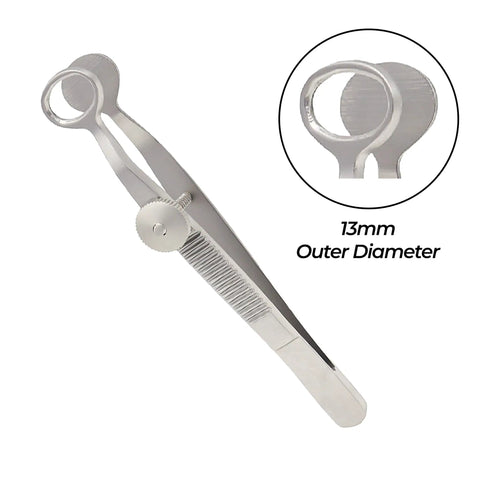 Chalazion Forceps For Eyelid Immobilization, Pro Grade 9 cm Stainless Steel Eyelid Clamp With Smooth Pressure Control, Reusable And Autoclavable Ophthalmic Instrument, Small 13 mm Oval Tip, Medium 20 mm Oval Tip, Large 25 mm Oval Tip, 13 mm tip