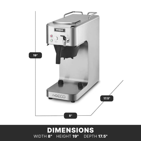 Cafe Deco Automatic Or Pour Over Thermal Carafe Coffee Brewer With Built In Pour Over And Auto Refill, side view dimensions