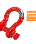 Heavy Duty Three Quarter Inch D Ring Shackles Three Pack For Tow Strap Winch And Vehicle Recovery With Red Powder Coat Built Tough