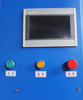 Control panel of Kickass Heavy Duty Automatic Pallet Stretch Wrap Machine Slick 165Cm, showing buttons and screen.