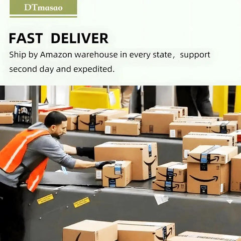 Person in warehouse sorting Amazon packages on conveyor belt for fast delivery