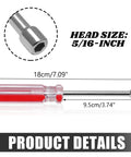 5/16 Inch Hex Nut Driver With 3.7 Inch Hollow Shaft And Cushion Grip Handle For Easy, Torquey Fastening Heavy Duty Socket Wrench Screwdriver.