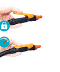Heavy Duty Portable Fuel Gas Transfer Suction Pump With Adjustable Flow Control Nozzle in hand showing nozzle detail.