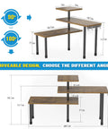Hella Practical 3 Tier Kitchen Countertop Organizer And Rustic Brown Corner Shelf That Saves Counter Space And Easily Converts To Straight Rack For No Sweat Pantry Sorting dimensions and adjustable angles.