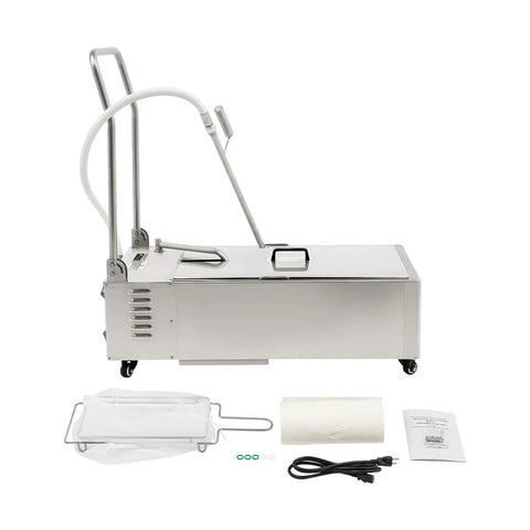 Heavy Duty 55 Gallon Fryer Filter Machine With Foldable Cart, High Flow Oil Filter System For Commercial Restaurant Kitchen