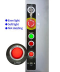 Control panel with Beefy 12V Indicator Light IP67 Waterproof 22mm Mounting Hole Stainless Steel 304 Heavy Duty Signal Lamp, red LED lit.