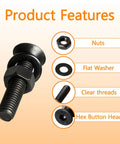 1715 Piece Metric Screw Kit for 3D Printers and Mechanical Hardware with M2 M3 M4 M5 Screws Allen Head Flat Head and Countersunk Bolts Nuts and Bolts in Black Large Assortment for Quick Builds Repairs and Precise Projects featuring nuts, flat washer, clear threads, and hex button head detail.